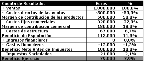 cuenta de perdidas y ganancias